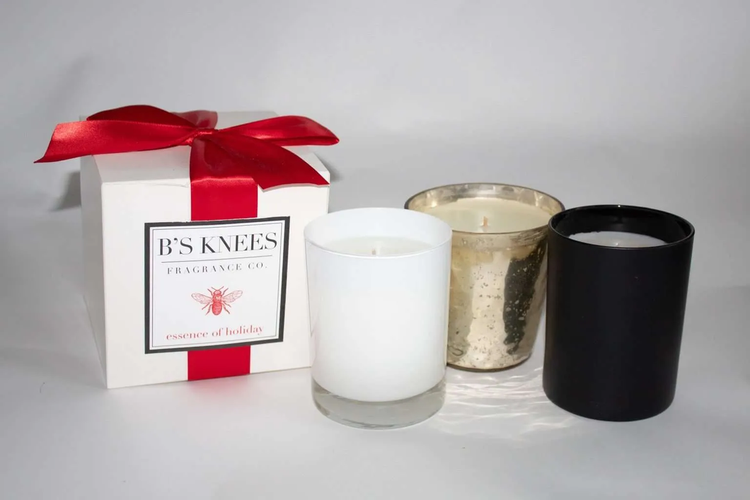 B's Knees Fragrance Co. Essence of Holiday 1-Wick Candle (White Glass)